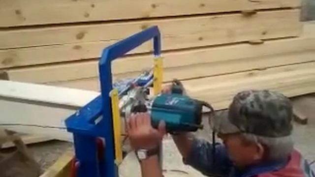 'Шершень' мобильный чашкорезный станок для бруса, торцевой паз смотреть онлайн