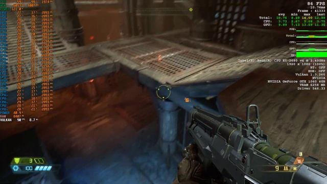 DOOM Eternal на Intel Xeon E5-2680 V4+GTX 1060 6Gb.
