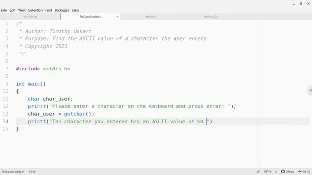 C Programming Tutorial - ASCII Value from Getchar смотреть онлайн