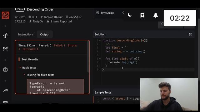 Codewars descending order (7kyu) Javascript SOLUTION, 10 minute Challenge смотреть онлайн