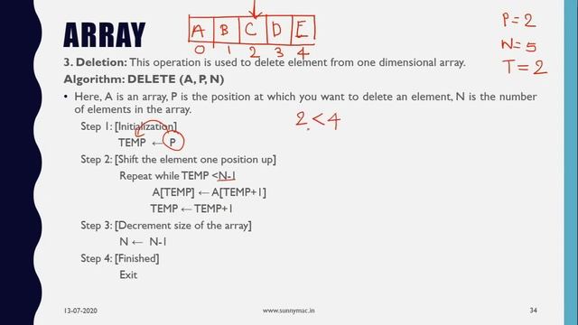 DATA STRUCTURE || DELETE ELEMENT @ SPECIFIC POINT FROM ARRAY || LECTURE 7 || SUNNY MAC CHANNEL смотреть онлайн