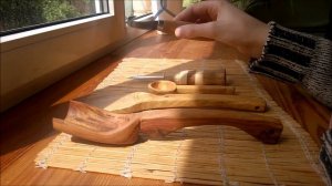 Деревянные ложки, лопатка, нож и ложкорез Mora