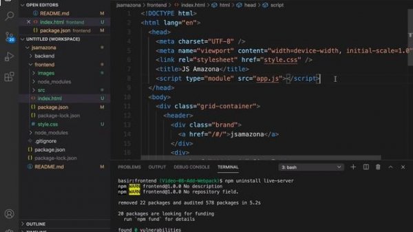 JavaScript Tutorial - Part 08 - Full ECommerce Like Amazon By Vanilla JS | Add Webpack