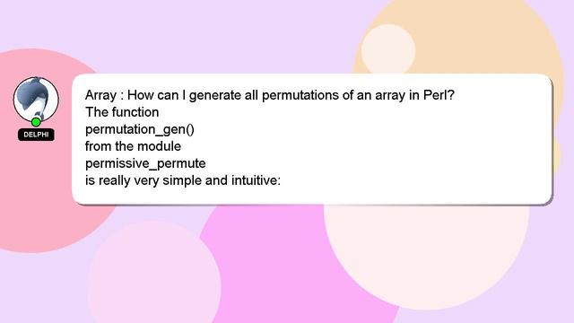 Array : How can I generate all permutations of an array in Perl? смотреть онлайн