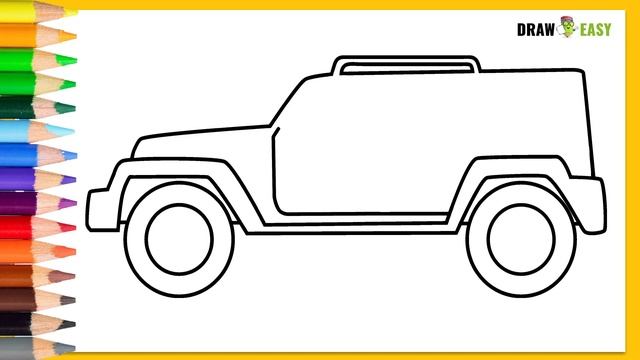 How to draw jeep learn drawing step by step with draw easy | drawing thar jeep simple step HD video смотреть онлайн