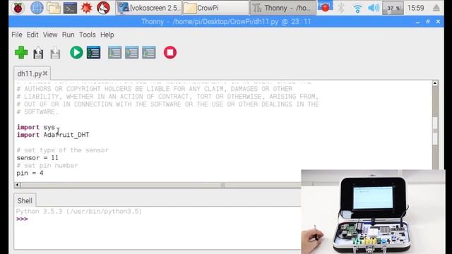 CrowPi Python Lesson 7：Detect room temperature and humidity using the DHT11 sensor смотреть онлайн