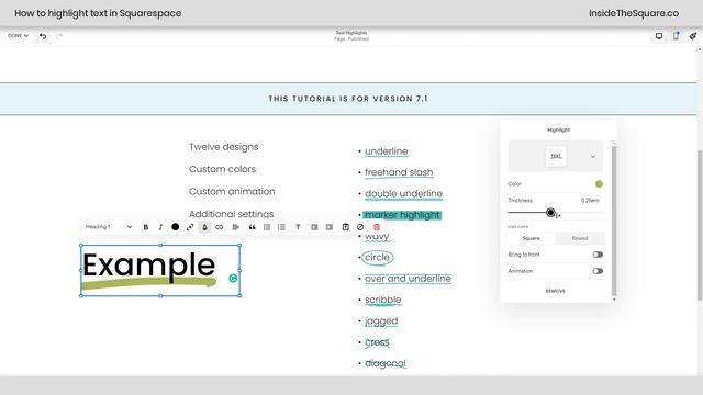 How to highlight text in Squarespace / Text Highlight Feature - highlight one word in Squarespace! смотреть онлайн