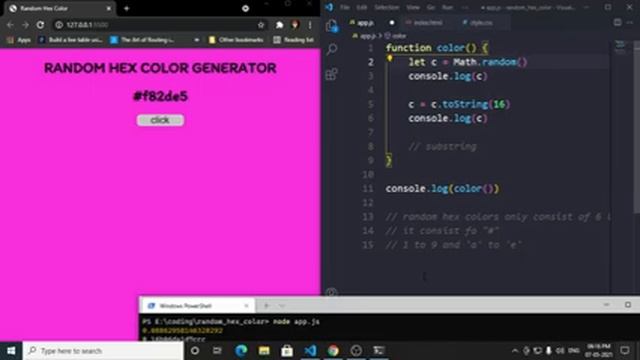 GENERATE RANDOM HEX COLOR WITH VANILLA JAVASCRIPT ! смотреть онлайн