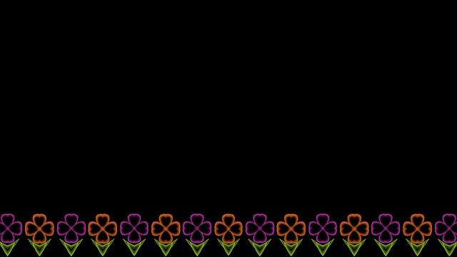 Футаж HD. Стилизованные цветы - бордюр. На черном фоне смотреть онлайн