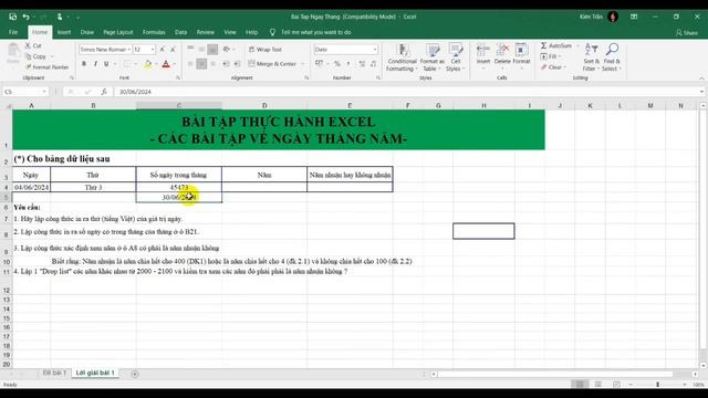 20 bài tập Excel - #1 Thực hành các hàm về ngày tháng смотреть онлайн