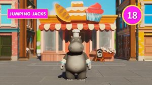 Kids exercise 5 minutes easy workout for Kids with Hip-Po - Zeze Zebra animation for kids