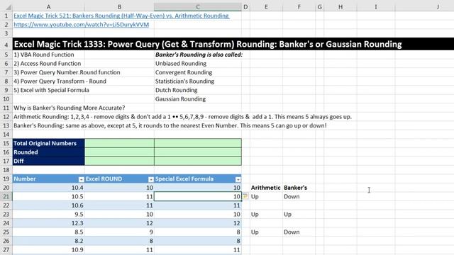Excel Magic Trick 1333: Power Query (Get & Transform) Rounding: Banker's or Gaussian Rounding смотреть онлайн