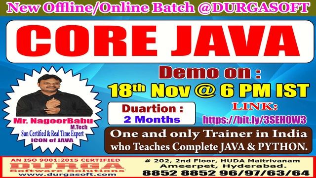 CORE JAVA Offline/Online Training @ DURGASOFT смотреть онлайн