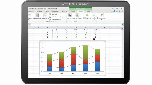 Excel 2010 Diagramme: Verbindungslinien bei gestapelten Diagramm-Varianten смотреть онлайн