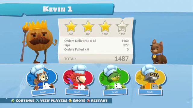 Overcooked 2 Hangry Horde Kevin 1, 4 players, 4 stars, Score: 1487 смотреть онлайн