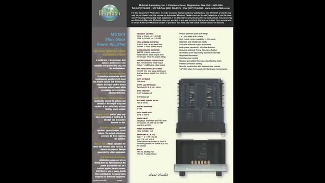 MCintosh MC-1201 Monoblock Power Amplifier Brochure B ( English Language ) смотреть онлайн