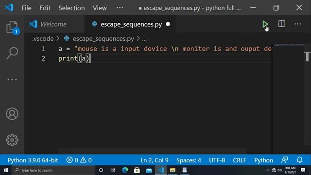 Escape Sequences In Python | escape sequence characters | python full course | Tutorial #7 смотреть онлайн