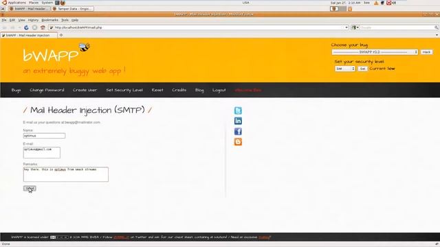 7 - bWAPP Tutorials - Mail Header Injection SMTP смотреть онлайн