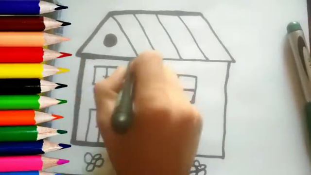 Bolalar uchun uycha rasm chizish | Нарисуйте картинку домика для детей | How to draw a house смотреть онлайн