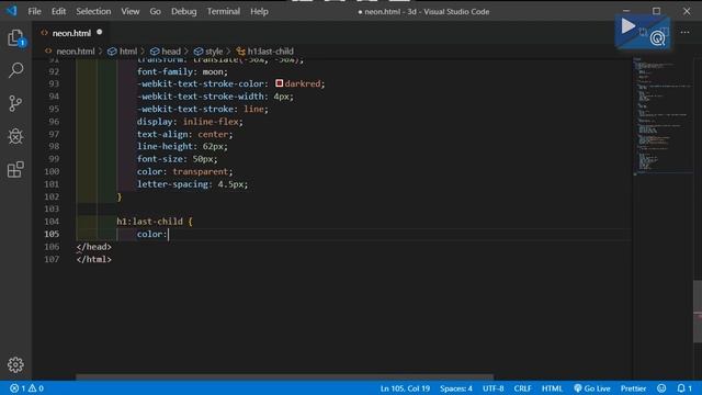 Realistic 3D Text Neon Effect with Source Code | HTML & CSS смотреть онлайн