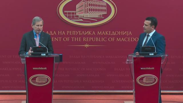 Заедничка прес-конференција на премиерот Зоран Заев и еврокомесарот Јоханес Хан смотреть онлайн