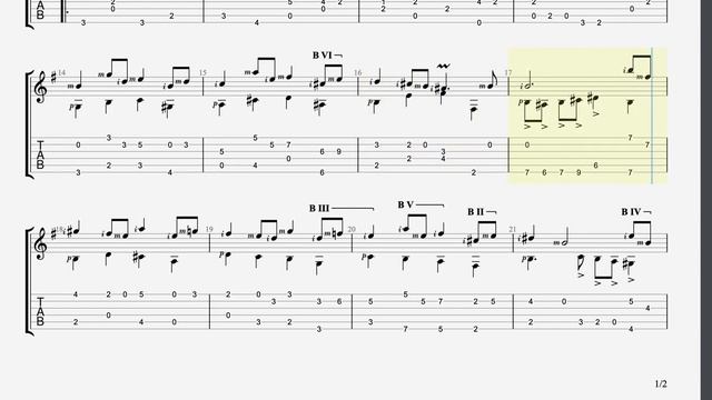 BOURREE by J.S. Bach classical guitar tab смотреть онлайн