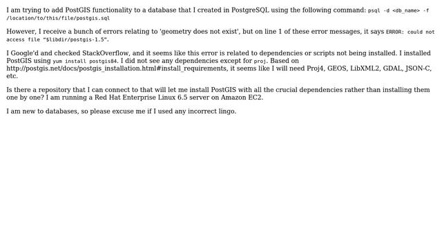 Databases: PostGIS 1.5 Error with PostgreSQL 8.4 смотреть онлайн