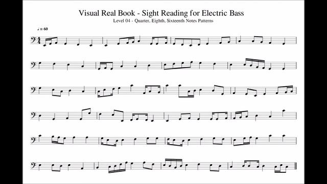 Sight Reading For Bass, Level 04  (Quarter, Eighth & Sixteenth Notes & Patterns), Exercise 01