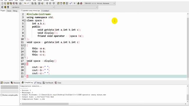 UNARY OPERATOR OVERLOADING USING FRIEND FUNCTION | OPERATOR OVERLOADING IN C++ | C++ TUTORIAL |#15 смотреть онлайн