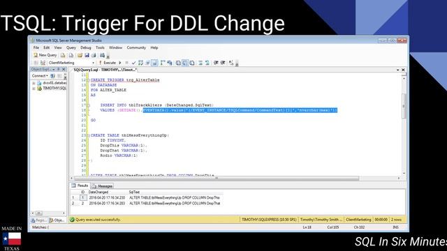 TSQL: Create DDL Trigger For Tracking Schema Changes смотреть онлайн