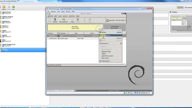 VirtualBox - Resizing Partition with Gparted смотреть онлайн