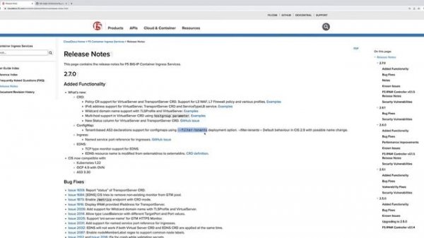 F5 Container Ingress Services Release 2.7.0