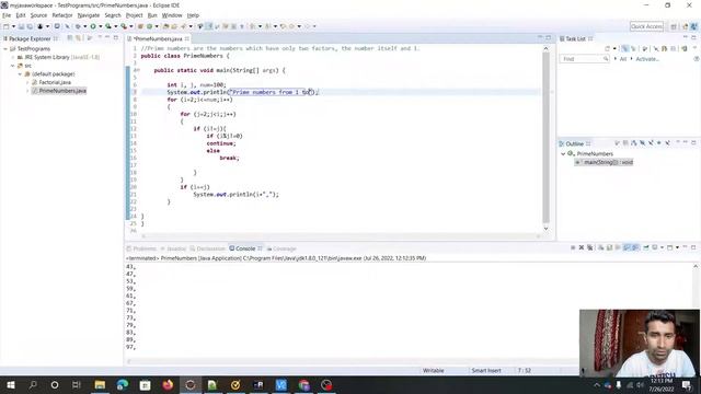 Program to find Prime Numbers between 1 to 100 in Java | Frequently asked java programs in intervie смотреть онлайн