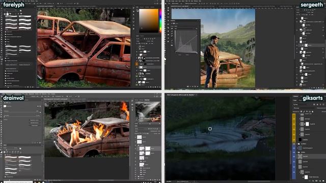 ФОТОШОП БАТЛ с одинаковыми исходниками | Постапокалипсис арт смотреть онлайн