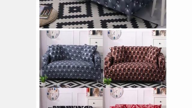 Диванный чехол Геометрический эластичный стрейч смотреть онлайн