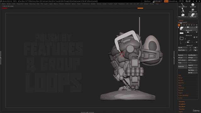 18. Инструменты Zbrush Polish And Group Loops