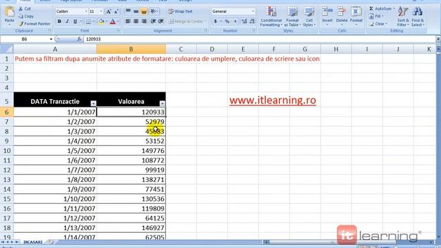 Excel 2007 - 14 Filtre (Partea 2) - Dupa atribute de formatare смотреть онлайн