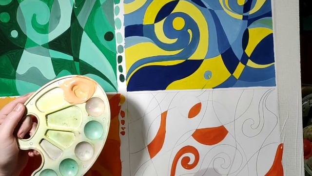 Упражнение по цветоведению. Часть 2. Родственные и родственно-контрастные сочетания.