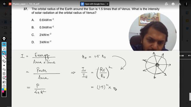 The orbital radius of the Earth around the Sun is 1.5 times that of Venus. What is the intensity смотреть онлайн