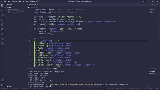 get Instagram account information with python смотреть онлайн