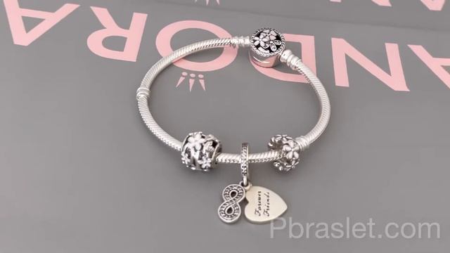 Комплект Пандора браслет с цветочным замком, шарм Маргаритка, подвеска Друзья,разделитель Маргаритк смотреть онлайн