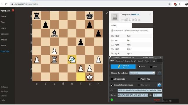 How to win dead-drawn game! Chess bot VS Computer LEVEL 10 on chess.com | Endgame WIN смотреть онлайн