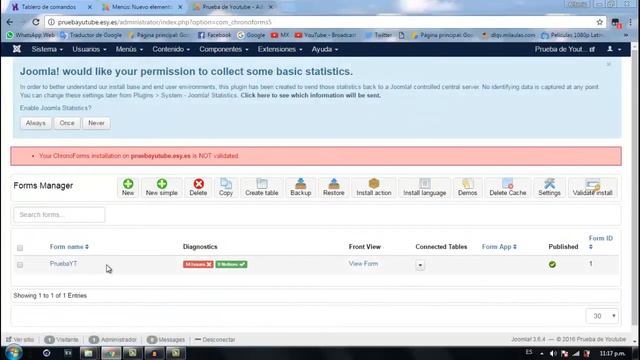 Como crear una base de datos en Joomla con su formulario (PHPMYSQL,Chronofrom 5,Joodatabase) смотреть онлайн