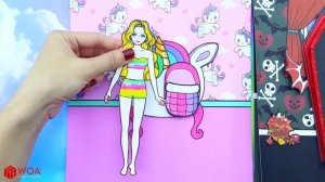 Бумажные Куклы Одеваются - Темный И Единорог Мать И Дочь - Barbie Story & Crafts