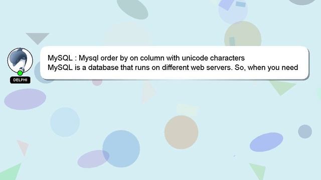 MySQL : Mysql order by on column with unicode characters смотреть онлайн
