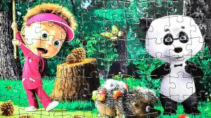 Маша и Медведь Мультик - собираем пазлы для детей - Маша ловит бабочку - Раскрашка ТВ