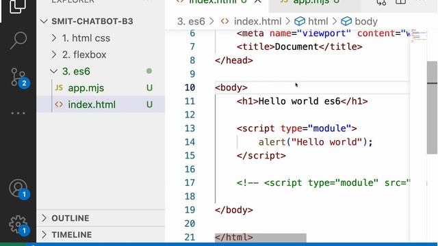 Hello world JavaScript ES6 module - server vs front-end JavaScript смотреть онлайн