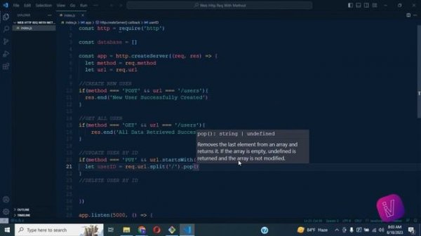 node js tutorial : 03. CRUD operation on vanilla js