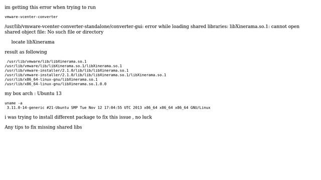 libXinerama.so.1: cannot open shared object file: No such file or directory смотреть онлайн