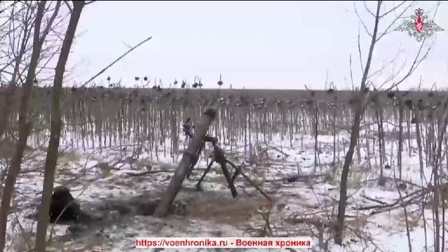 2023.02.15. Война на Украине. Работа расчётов русских 120-мм миномётов Поднос в зоне СВО. смотреть онлайн